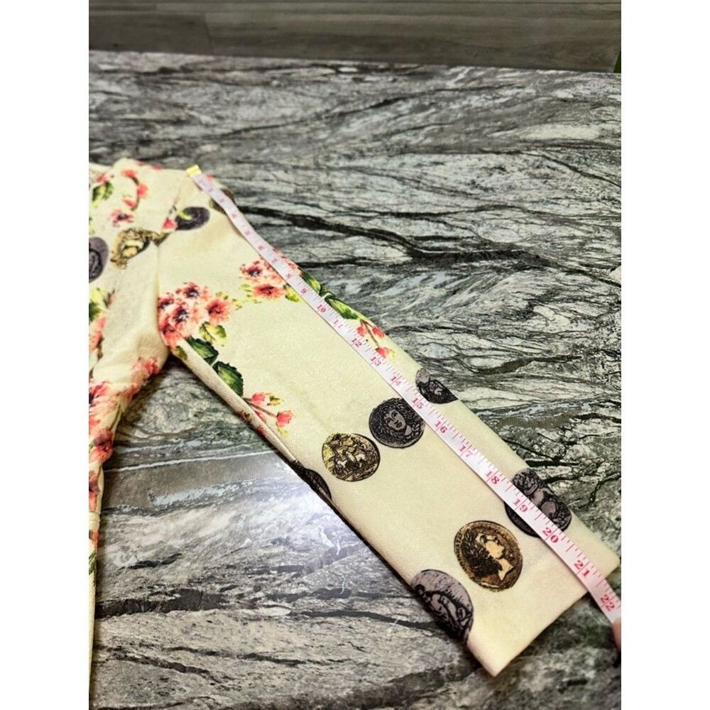 PET WOMAN Cream Floral Coin-Print Tailored Blazer M - Picture 5 of 8